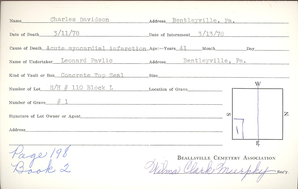 burial card